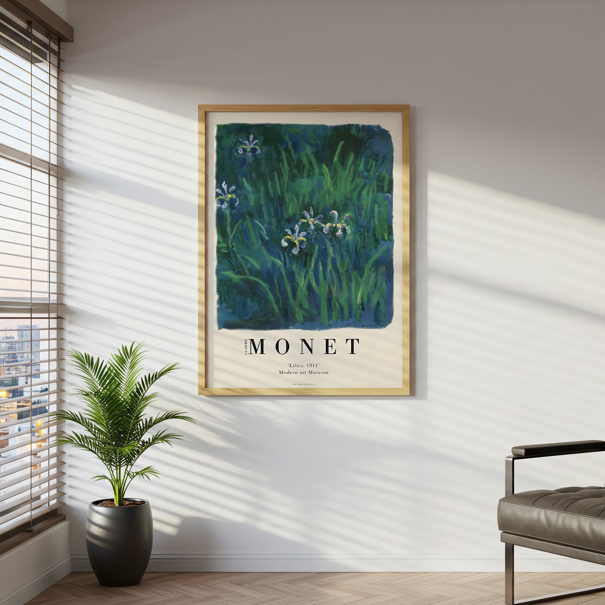 Claude Monet Lilies 1911 Canvas Wall Art, Framed Impressionist Print, Modern Art Museum Collection, Nature Landscape Decor for Living Room Bedroom Office