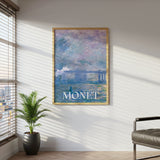 Monet Impressionist Art Canvas Wall Art, Framed Blue and Pink Seascape Print, Modern Living Room and Bedroom Décor, Fine Art Reproduction