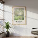 Monet Woman Seated Under the Willows 1880 Canvas Wall Art, Impressionist Landscape Art Print, Framed Fine Art Décor, Classic French Painting for Living Room or Office