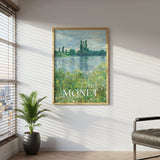 Monet Impressionist River Landscape Canvas Wall Art, Nature Scenery Canvas Wall Art, Classic Fine Art Print, Framed Canvas Wall Art for Living Room and Office Decor
