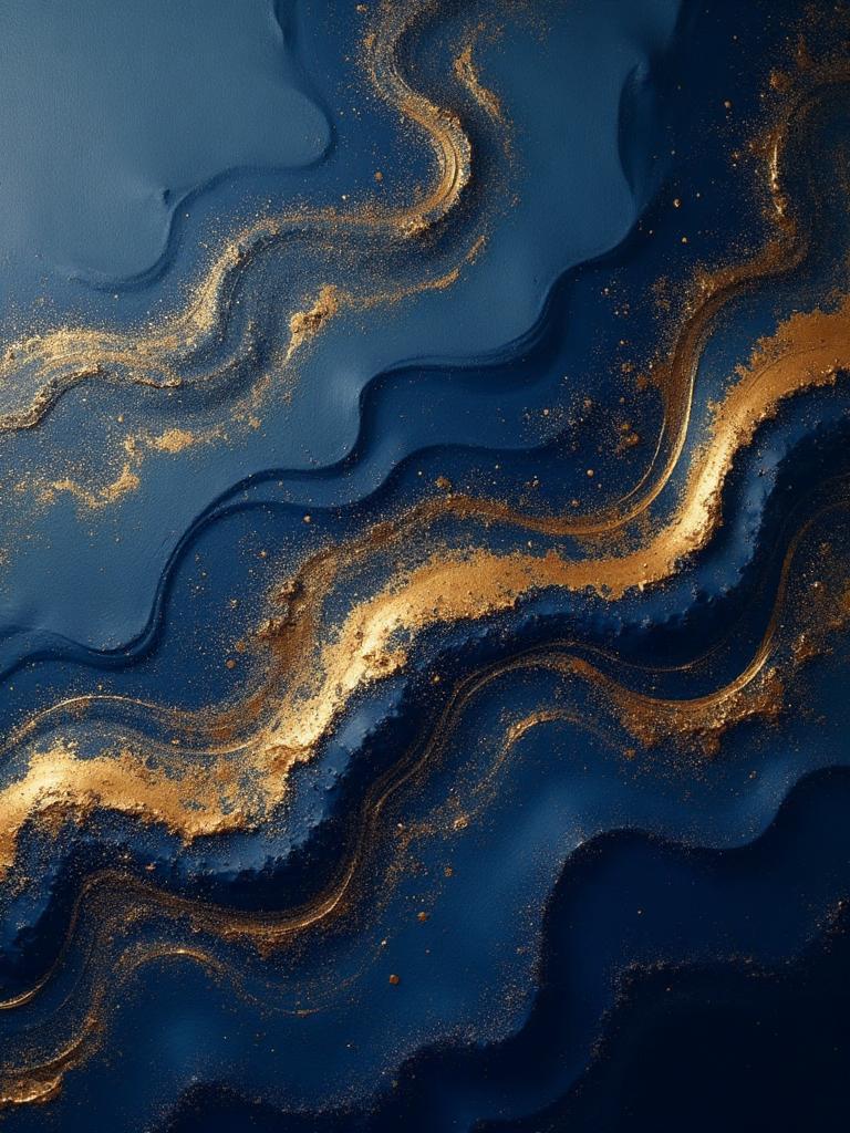 Abstract Golden Waves Canvas Wall Art