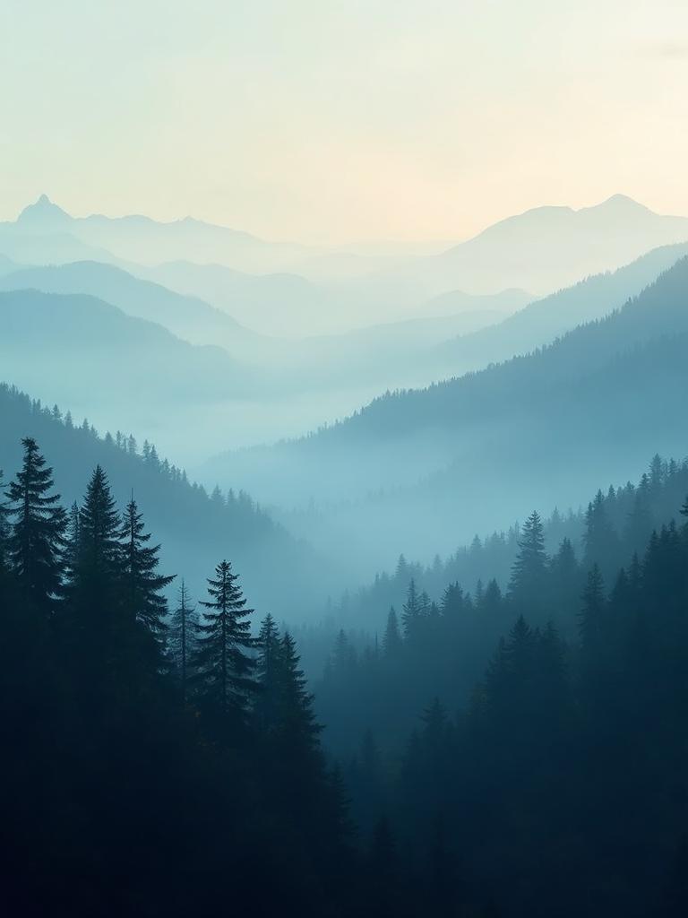 Misty Mountain Forest Canvas Wall Art